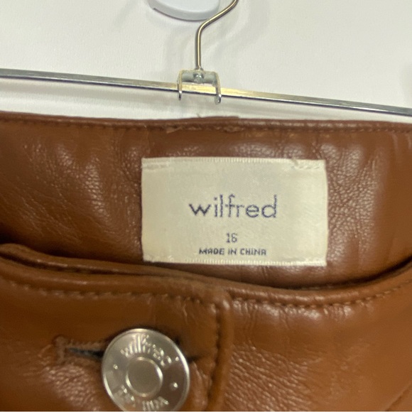 Wilfred Size 16 Melina Pants Brown Aritzia Faux Leather Bottoms - Picture 4 of 4